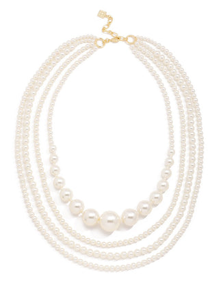 Contrasting Pearl Beaded Multi-Strand Long Necklace by Zenzii - Annie Jack TX