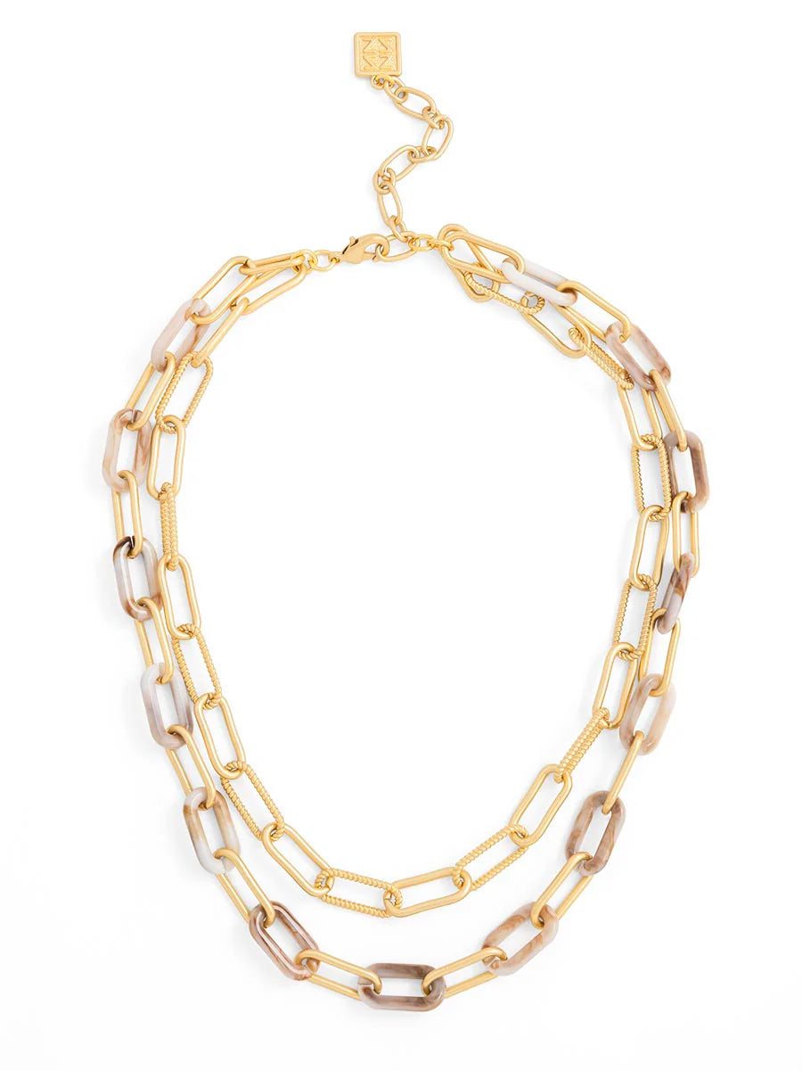 Alternating Marbled Resin Link Collar Necklace - Annie Jack TX