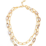 Alternating Marbled Resin Link Collar Necklace - Annie Jack TX