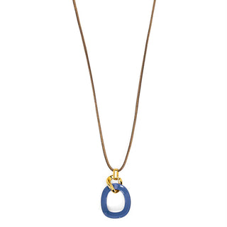 Curved Oval Pendant Long Necklace - Annie Jack TX