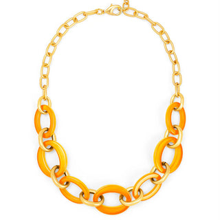Resin Oval Link Matte Gold Collar Necklace - Annie Jack TX