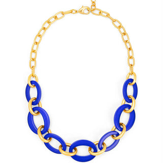 Resin Oval Link Matte Gold Collar Necklace - Annie Jack TX