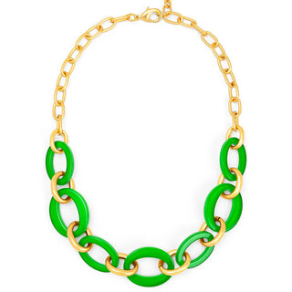 Resin Oval Link Matte Gold Collar Necklace - Annie Jack TX