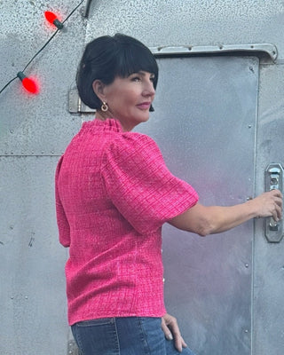 Tweed Button Down Top - Annie Jack TX