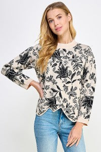 Jacquard Sweater Black & Cream - Annie Jack TX