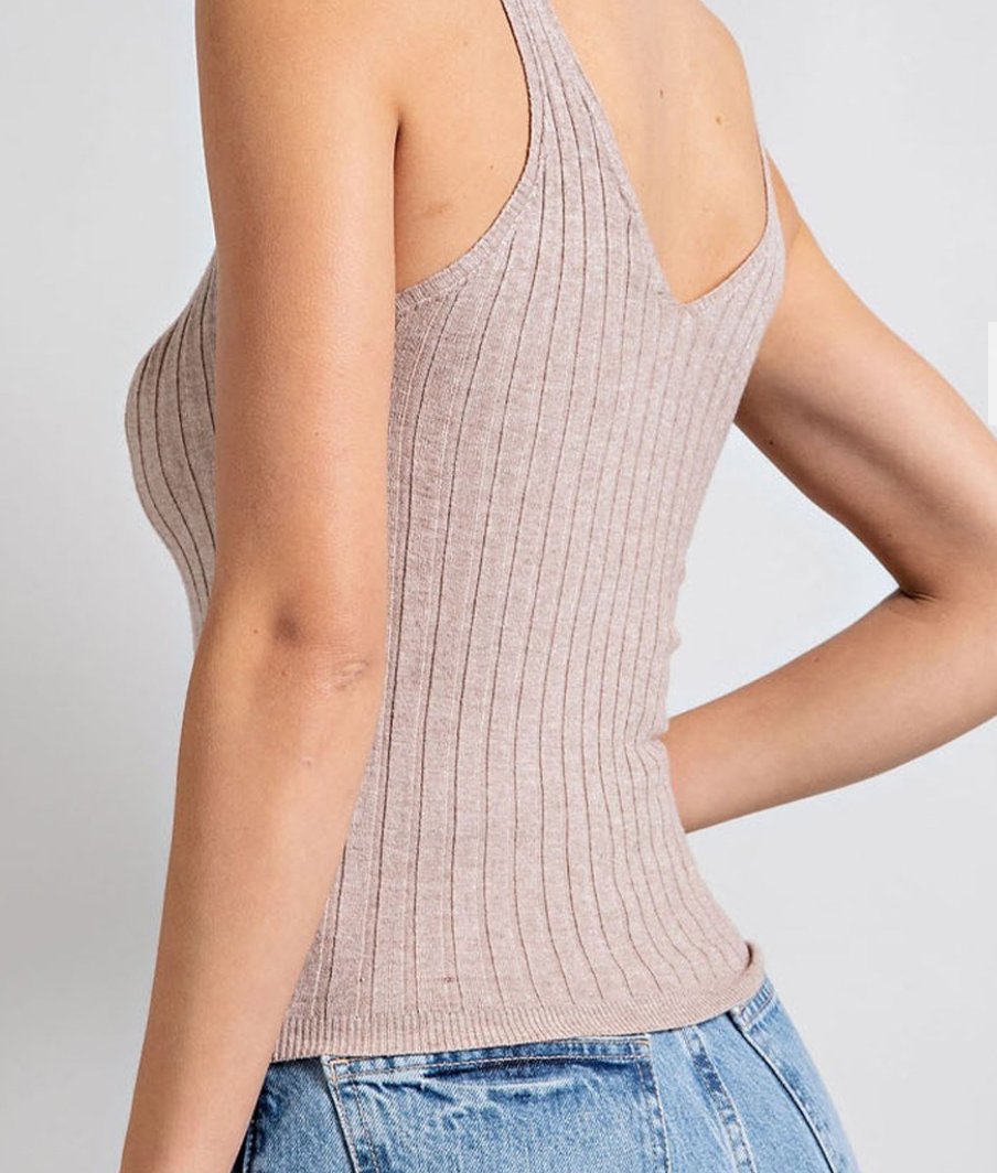 Ribbed V-Neck Tank Top - Annie Jack TX