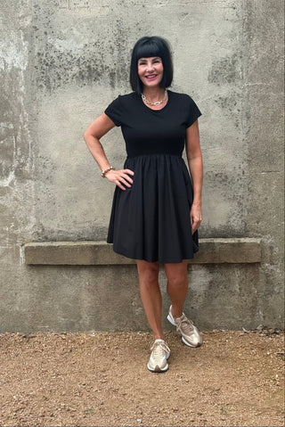The Sporty Back - Toggle Mini Dress in Black - Annie Jack TX