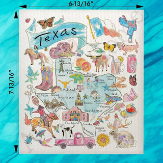 Texas Map Swedish Cloth - Annie Jack TX