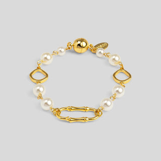 Bamboo Link Pearl Magnet Bracelet - Annie Jack TX