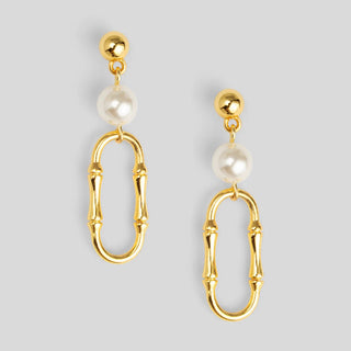 Bamboo Link Pearl Drop Earring - Annie Jack TX