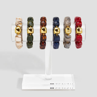 Tessa Puffy Square Beaded Stretch Bracelet - Annie Jack TX