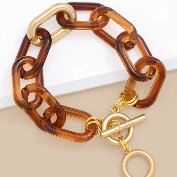 Tortoise and Metal Toggle Bracelet - Annie Jack TX