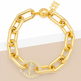 Pavé Mariner Link Charm Bracelet - Annie Jack TX
