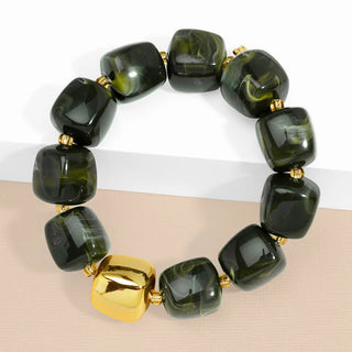 Tessa Puffy Square Beaded Stretch Bracelet - Annie Jack TX