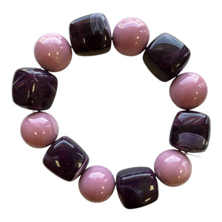 Mix Bead Stretch Bracelet - Purple/Lav - Annie Jack TX