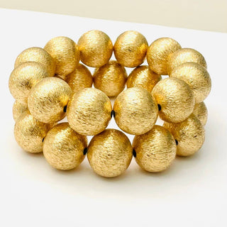 Classic Gold Textured Ball Stretch Bracelet - Annie Jack TX