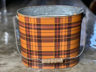 Plaid Metal Bucket w/ Handle Med - Annie Jack TX