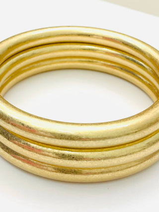Bold Vintage Bangles Matte Gold Set of 3 - Annie Jack TX