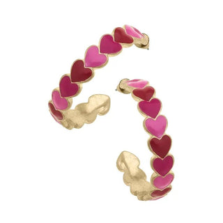 Valentine's Enamel Hearts Hoop Earrings - Annie Jack TX