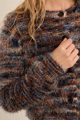 Space-Dyed Fuzzy Cardigan — Cozy Texture Meets Classic Style - Annie Jack TX
