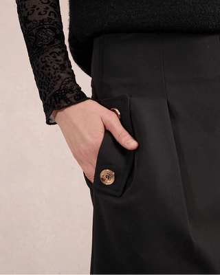 Black Woven Pant with Buttons - Annie Jack TX