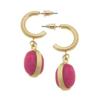 Caroline Gemstone Drop Hoop Earrings - Annie Jack TX