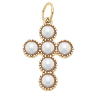 Pearl Cross Charm in Shiny Gold - Annie Jack TX