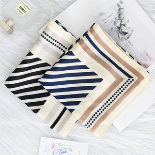 Striped Satin Square Scarf for Sun & Bag Wrap_CWASC1149 - Annie Jack TX