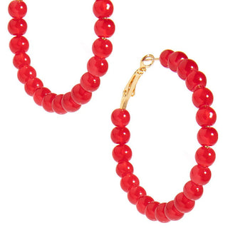 Glossy Glass Bead Hoop Earring 2" - Annie Jack TX