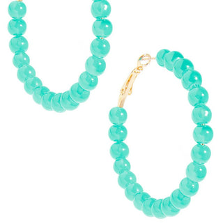 Glossy Glass Bead Hoop Earring 2" - Annie Jack TX
