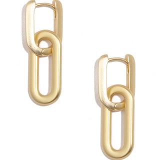 Gold chain-style earrings on a white background