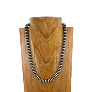 NKS230603-41-SILVER     21 Inches 10mm roundel silver Navajo pearl bead Necklace - Annie Jack TX