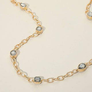 Elegant Faceted Square Teardrop Oval Stone Accent Long Necklace - Annie Jack TX