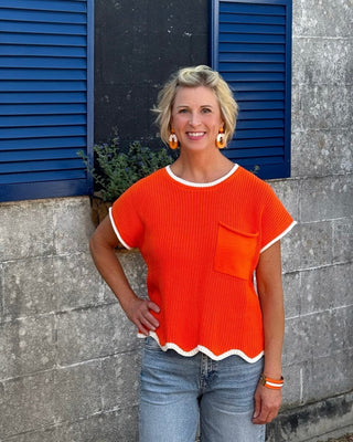 Game Day Scalloped Hem Sweater - Annie Jack TX