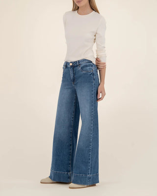 Maya High Rise Fab Ab Wide Leg Tailored Hem - Annie Jack TX