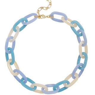 Multicolor Resin Link Collar Necklace N2371 - Annie Jack TX
