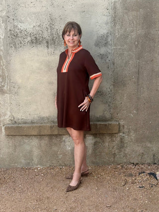 3/4 Zipper Short Sleeve Sporty Dress - Annie Jack TX