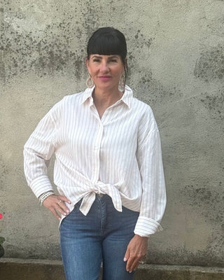 Striped Button Down Collared Top - Annie Jack TX