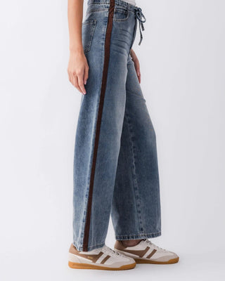 Suede Stripe Drawstring Denim Jean - Annie Jack TX