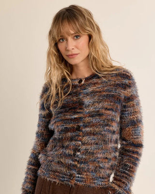 Space-Dyed Fuzzy Cardigan — Cozy Texture Meets Classic Style - Annie Jack TX