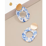 Blue Marbled Resin Earring