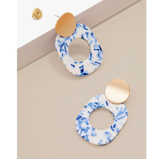 Blue Marbled Resin Earring - Annie Jack TX