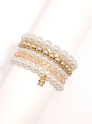 BRACELET Pearl/Matte Gold 5 Strand B1483 - Annie Jack TX