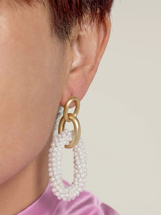 Pearl Beaded Cable Link Earring - Annie Jack TX