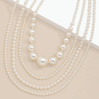 Contrasting Pearl Beaded Multi-Strand Long Necklace by Zenzii - Annie Jack TX